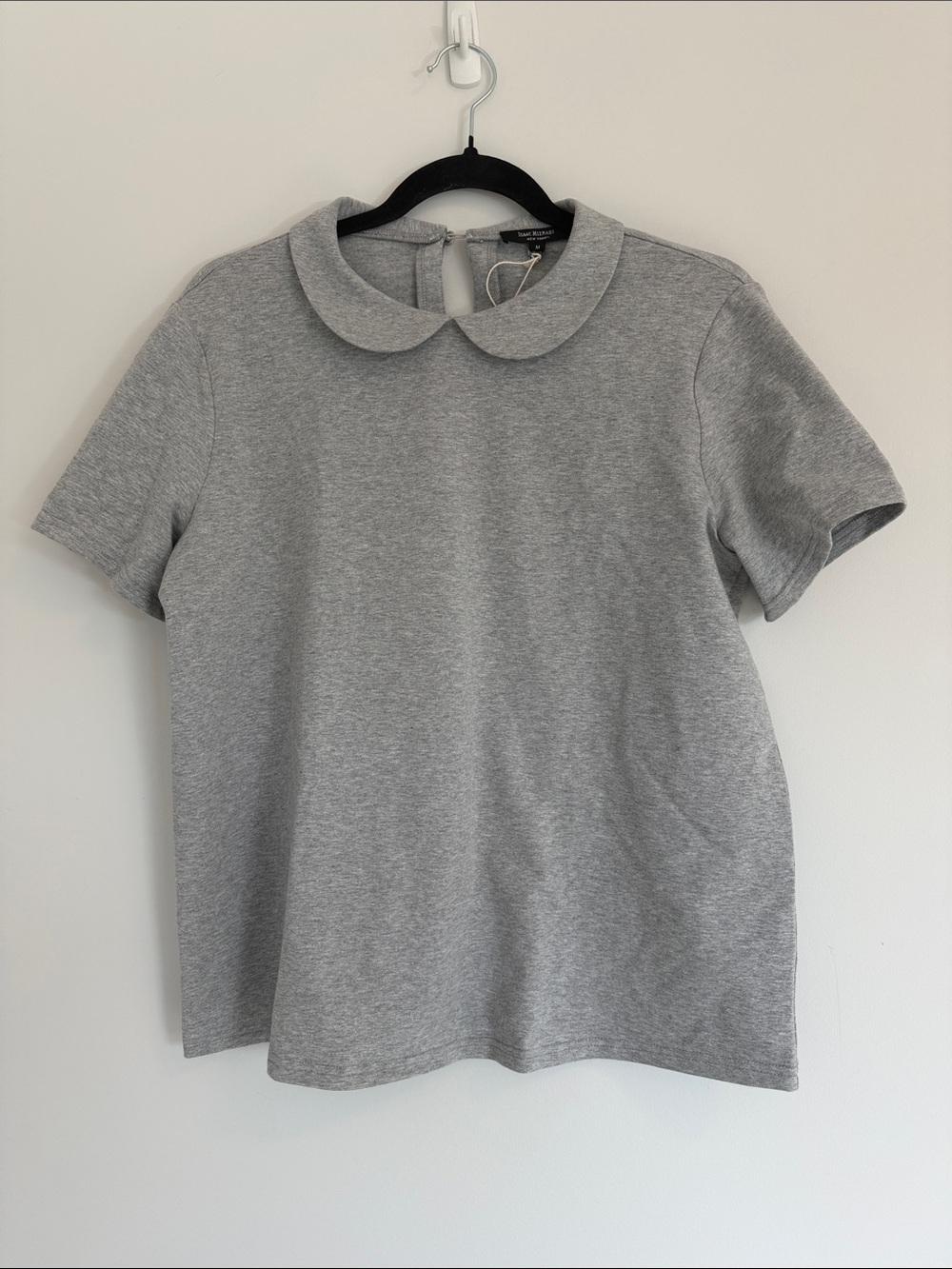 NWT Isaac Mizrahi Gray Short-Sleeve Collar Tee